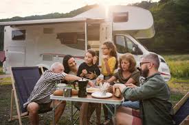 Family dinner at the trailer